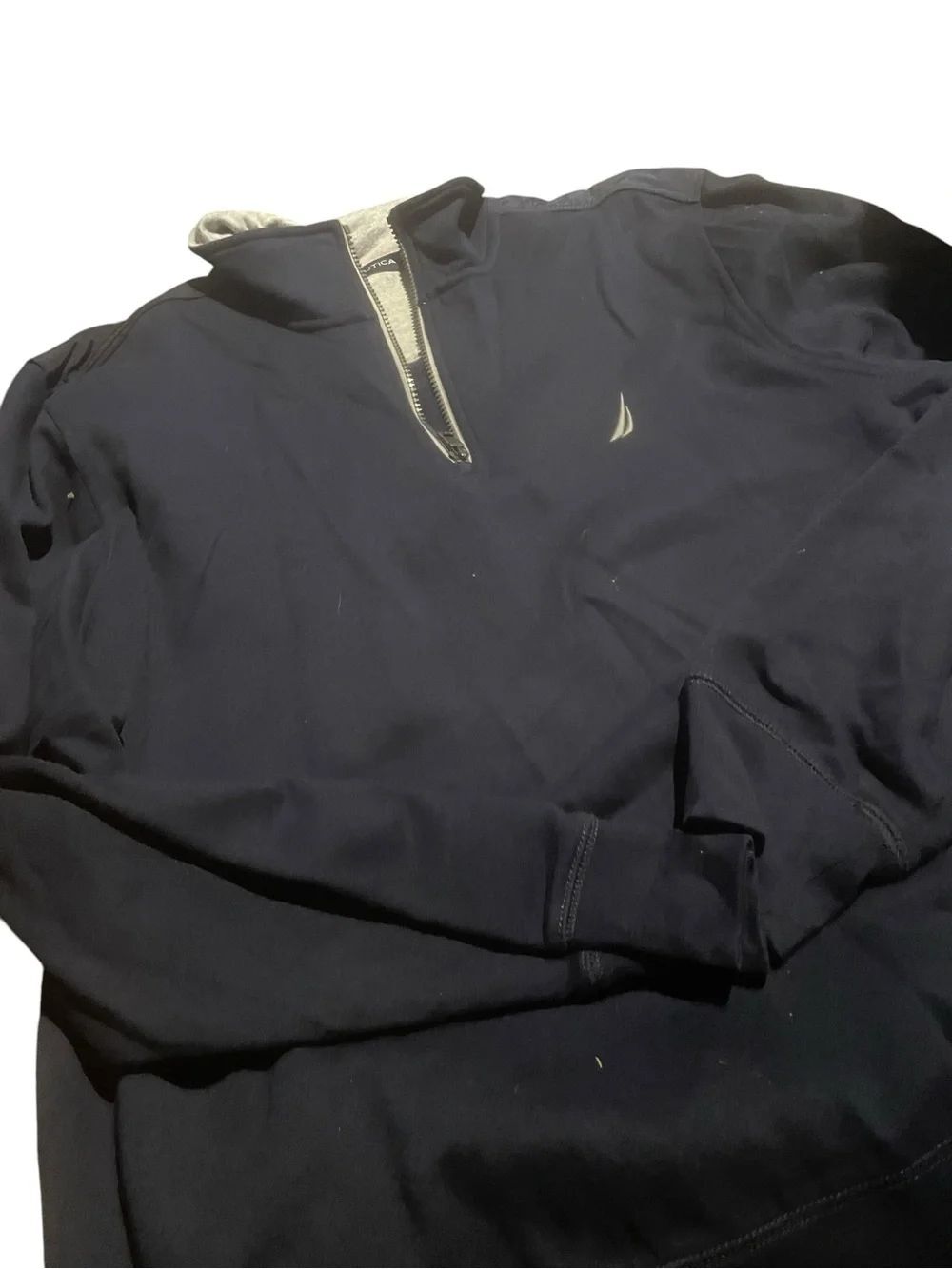 Nautica Navy Half-Zip Pullover with Light Gray Trim size XL like new